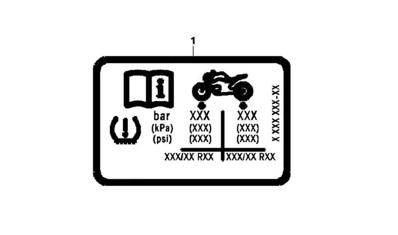 Rotuló indicativo "Neumáticos" OEM 71247924331 para motos BMW R nineT, R nineT Pure, R nineT Scrambler. Original BMW Motorrad.