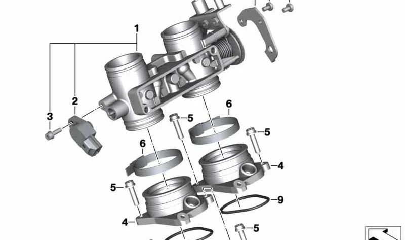 Válvula de mariposa OEM 13547729883 para motos BMW C 600 Sport, C 650 Sport, C 650 GT. Original BMW Motorrad.