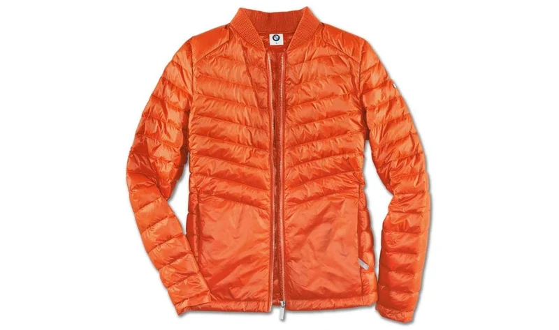 Chaqueta acolchada de plumas suave talla M color naranja OEM 80142466149 para BMW. Original BMW.