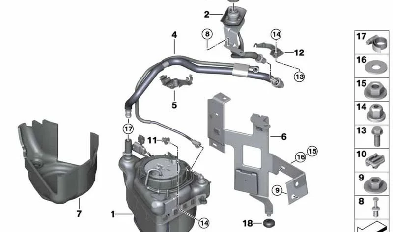 Aislamiento soporte SCR activo OEM 16197204981 para BMW X5 E70, X5 E70 LCI, X6 E71 xDrive30d... y más. Original BMW