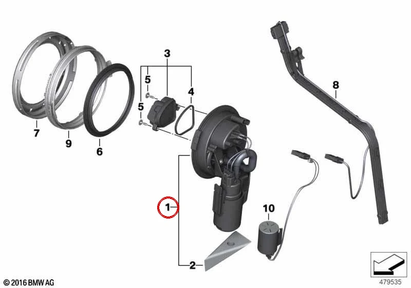 Bomba de gasolina OEM 16147708071 para motos BMW R 1200 R K27 (2006-2014). Original BMW Motorrad.
