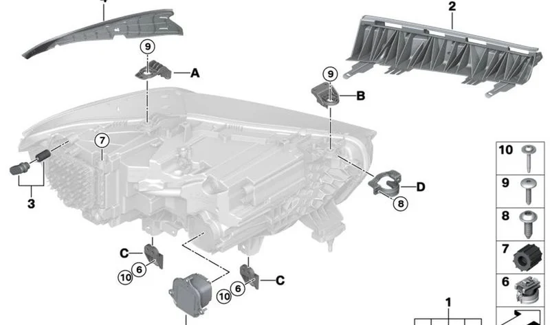 Soporte de faro delantero izquierdo OEM 63115A78395 para BMW X5 G05 LCI, X5L G18 LCI, X5 M F95 LCI, X6 G06 LCI, X6 M F96 LCI. Original BMW.