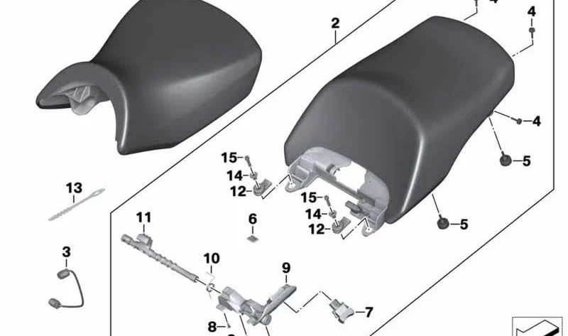 Muelle del eje de bloqueo de banqueta de asiento OEM 52537715525 para motos BMW K 1600 GT, K 1600 GTL… y más. Original BMW Motorrad