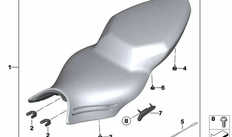 Paramento izquierdo del banco de asiento OEM 52537686633 para motos BMW K1200 R, K1200 R Sport y K1300 R. Original BMW Motorrad.