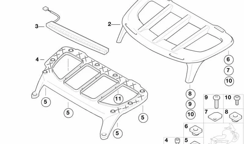 Moldura inferior trasera OEM 52537654585 para motos BMW K 1200 LT (K589, 1997-2009) Original BMW Motorrad