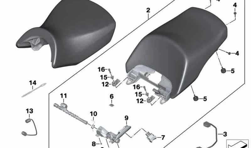 Asiento del conductor delantero marrón oscuro OEM 52531540585 para motos BMW K 1600 GT, K 1600 GTL (K48). Original BMW Motorrad.
