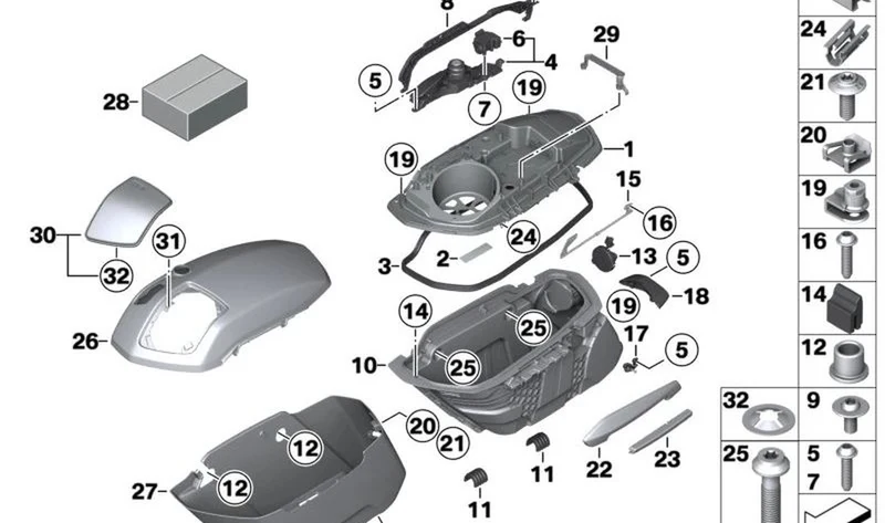 Embellecedor de altavoz derecho de maleta OEM 46549898014 para motos BMW R 18 B, R 18 Transcontinental. Original BMW Motorrad.