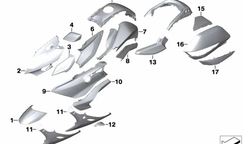 Panel protector imprimado de tapa de maleta lateral derecha OEM 46548565330 para motos BMW K 1600 Bagger (K61) 2017-2025. Original BMW Motorrad.