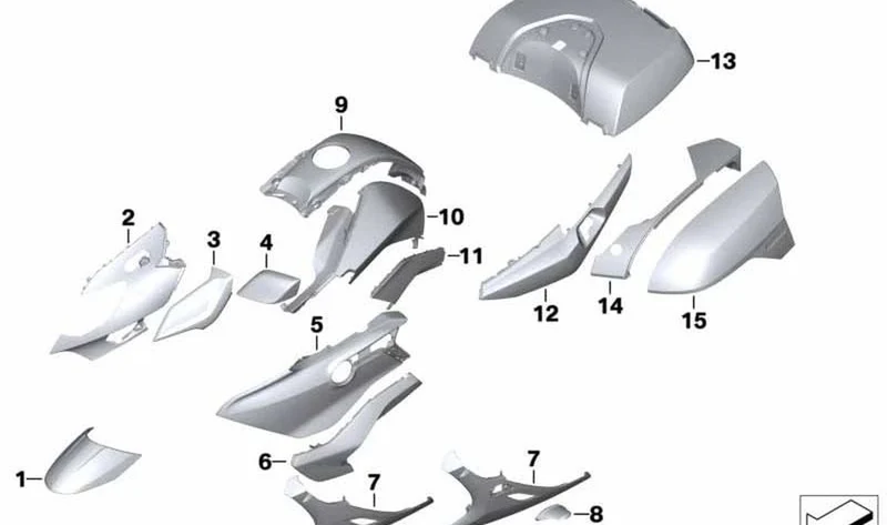 Panel protector base maleta superior derecha OEM 46548532484 para motos BMW K 1600 GT, K 1600 GTL, K 1600 GTL Exclusive. Original BMW Motorrad