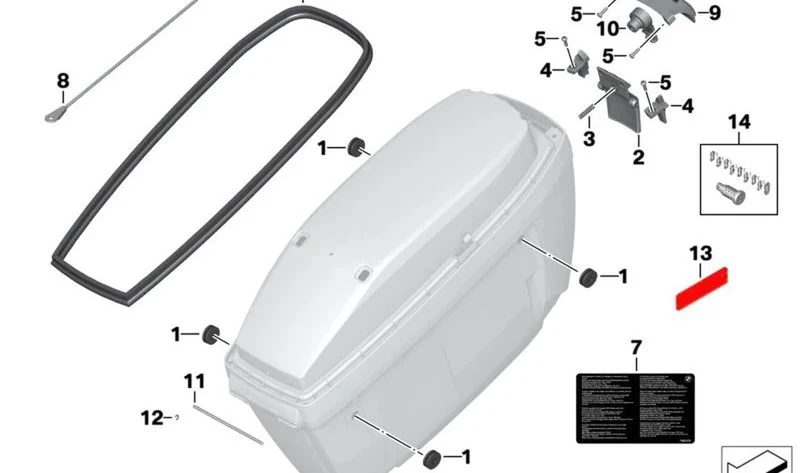 Juego de apriete axial para maletín OEM 46547710444 para motos BMW CE 04, F 750 GS, F 800 GS, F 850 GS, F 900 GS, R 1200 RT, R 1250 RT… y más. Original BMW Motorrad
