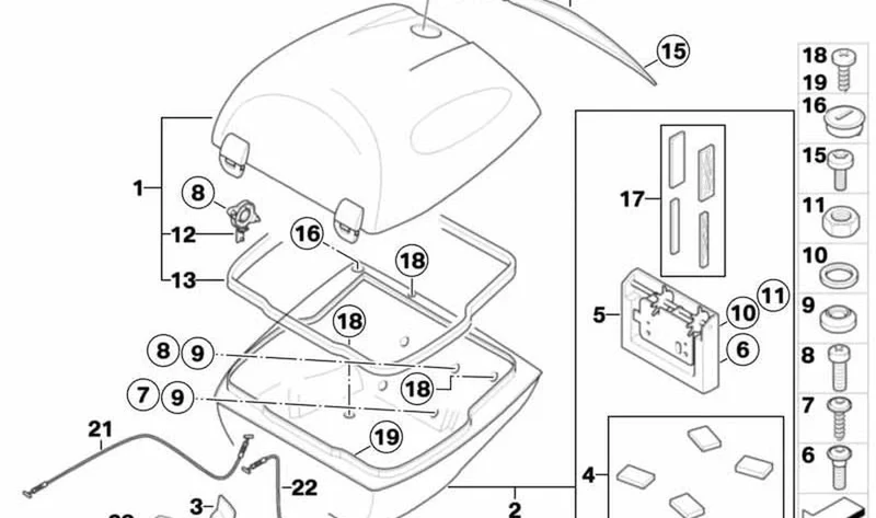 Tapón de cierre OEM 46547671783 para motos BMW R 1200 RT, R 1250 RT, R 1200 R, R 1200 ST, K 1200 GT, K 1300 GT, F 800 GT, F 800 ST, F 800 S, F 800 R... y más. Original BMW Motorrad.