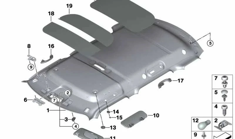 Soporte de parasol izquierdo OEM 41007379781 para MINI Clubman F54, F54 LCI. Original MINI.