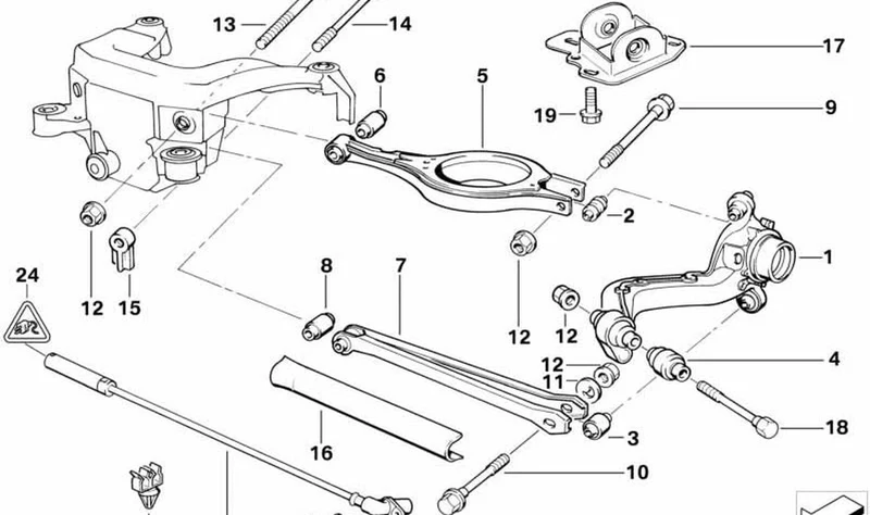 Brazo longitudinal trasero derecho OEM 33321090450 para BMW Serie 3 E36 316i, 318i, 320i, 323i, 325i, 328i, M3... y más. Original BMW.