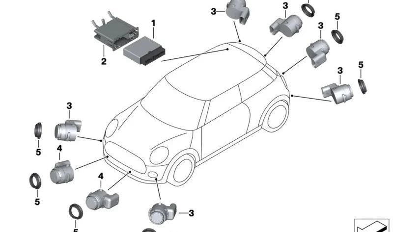 Sensor de ultrasonidos PDC gris Vigorous OEM 66209890358 para MINI F56 Cooper SE 3 puertas... y más. Original MINI