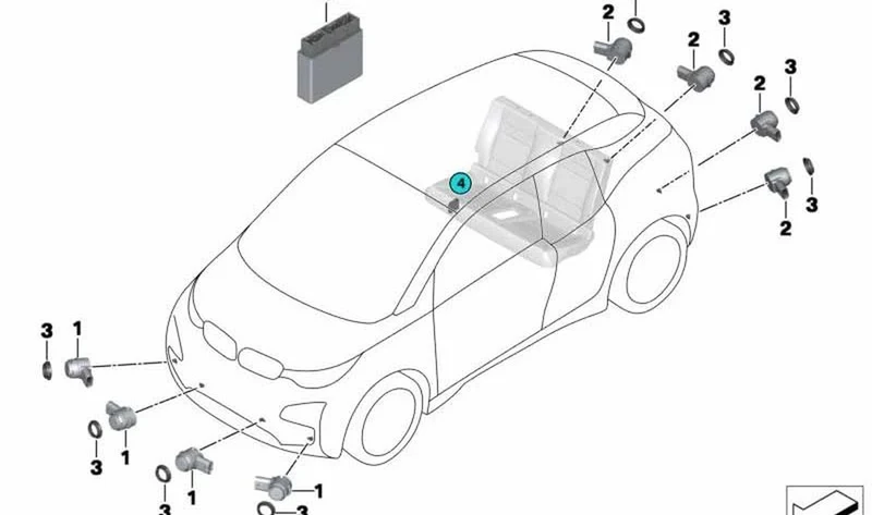 Sensor de ultrasonidos PDC plata Ionic OEM 66209302569 para BMW i3 I01, i8 Coupé I12, i8 Roadster I15... y más. Original BMW