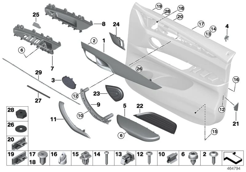 Apoyabrazos de puerta delantero derecho terra/braun OEM 51417484544 para BMW X5 F15, X6 F16. Original BMW