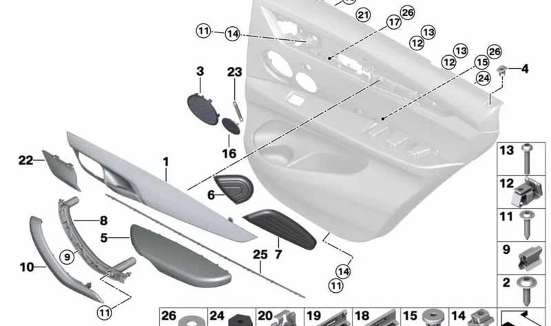 Apoyabrazos derecho TERRA OEM 51417345550 para BMW X5 F15, X6 F16. Original BMW.