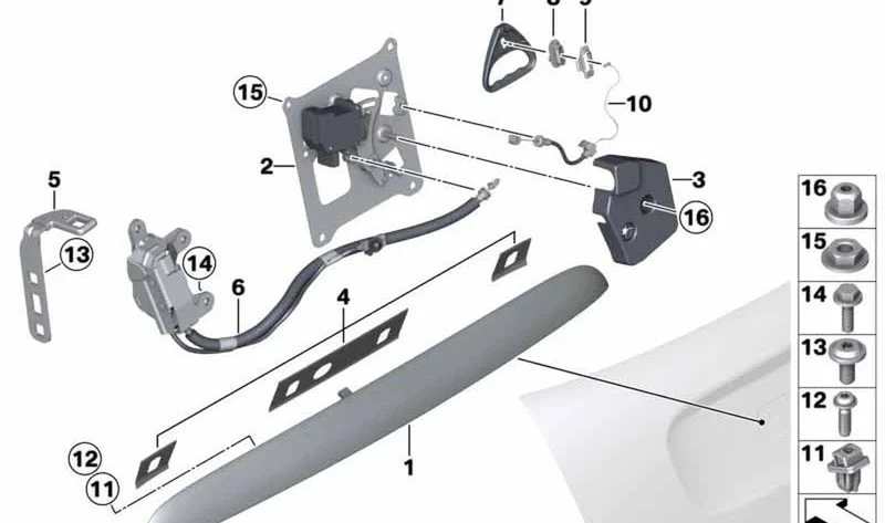 Agarradero exterior portón trasero negro OEM 51132753602 para MINI R56, R56 LCI, R57 LCI… y más. Original MINI