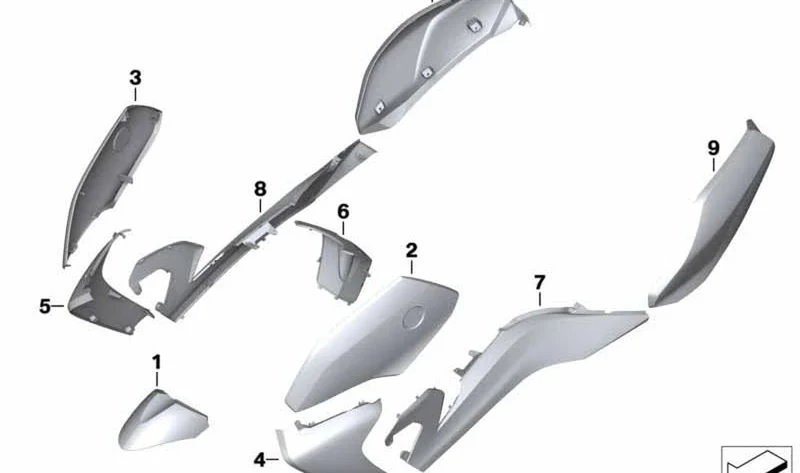 Revestimiento lateral trasero derecho imprimado OEM 46638556386 para motos BMW C 650 GT K19 (2014-2020). Original BMW Motorrad.