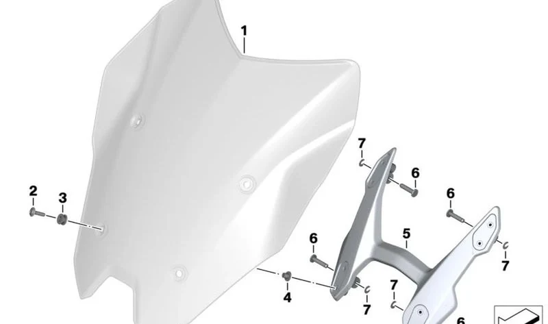 Soporte de parabrisas OEM 46638545307 para motos BMW R 1200 RS y R 1250 RS (K54). Original BMW Motorrad.
