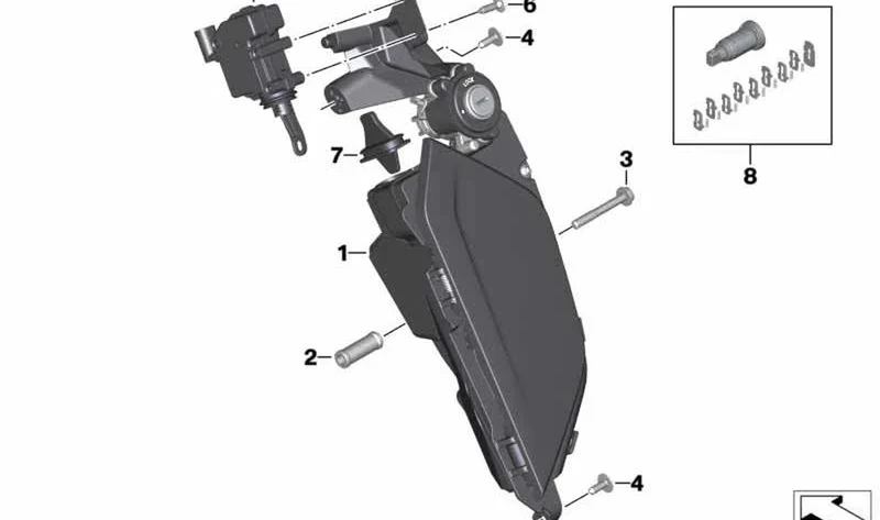 Portaobjetos lateral derecho MONOLITH-MET. OEM 46638350512 para motos BMW K 1600 GT, K 1600 GTL (K48) Original BMW Motorrad