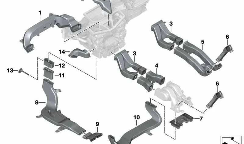 Canal de aire frío lado del conductor OEM 64229399272 para BMW X5 G05, X5 M F95, X6 G06, X6 M F96, X7 G07. Original BMW.