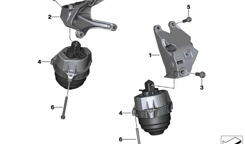 Soporte de motor derecho OEM 22118053542 para BMW M2 G87, M3 G80, M3 Touring G81, M4 G82, M4 Cabrio G83… y más. Original BMW