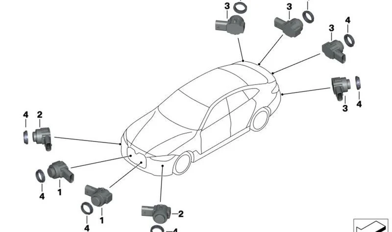 Sensor ultrasónico de aparcamiento Alpina Blue II OEM 66207998249 para BMW G20, G21, G28, G80 M3, G81 M3 Touring, G31, G11, G12, G16, X7 G07... y más. Original BMW