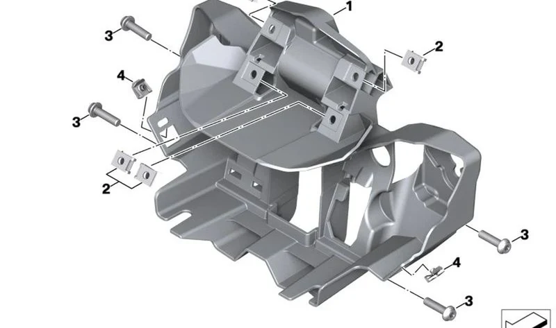 Soporte revestimiento frontal OEM 46638403876 para motos BMW F 900 XR, F 900 XR 25, F 900 XR A2. Original BMW Motorrad.