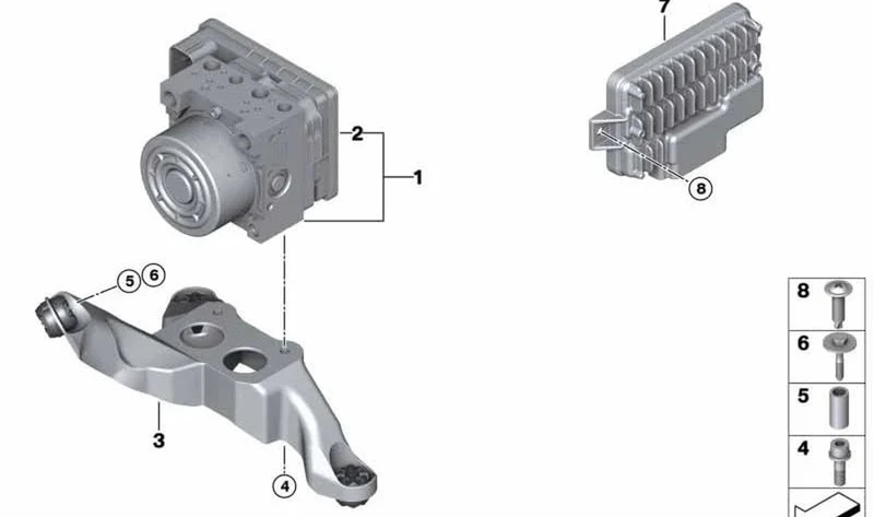 Grupo hidráulico DSC OEM 34505A374A3 para MINI F55, F56, F57, F55 LCI, F56 LCI, F57 LCI. Original MINI.