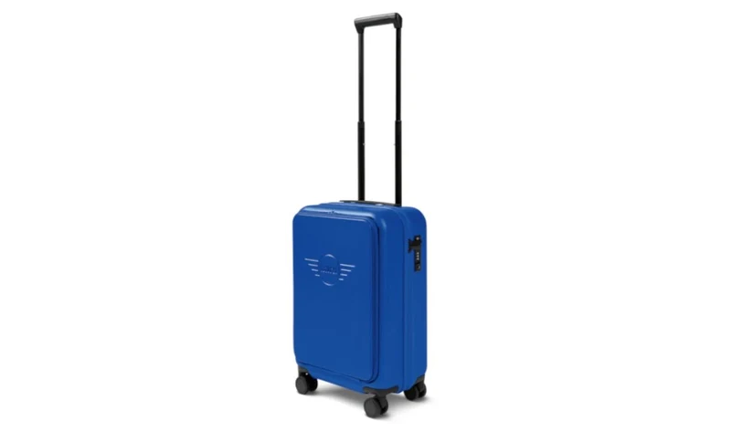 Trolley de cabina azul Blazing Blue con logotipo MINI en relieve OEM 80225B320D9 para MINI. Original MINI.