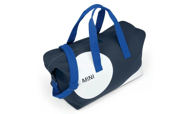 Bolsa de viaje Car Face Detail azul índigo/blanco OEM 80225B320D2 para BMW y MINI. Original MINI.