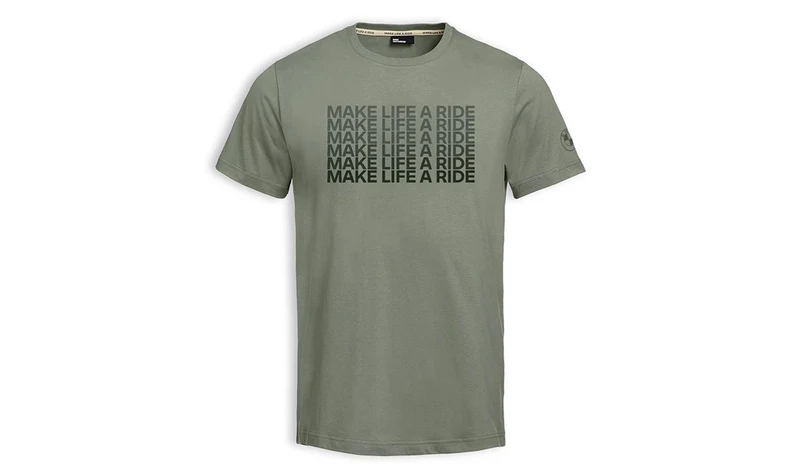 Camiseta BMW Motorrad "Make Life A Ride" caqui talla S OEM 76615B3E449 para BMW. Original BMW Motorrad.