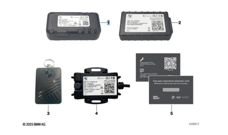 Sistema de seguridad con localización GPS OEM 65705B5DFB6 para BMW F40, F70, F87, G42, G20, G30, G11, G14, i3, iX, X1, X3, X5, X6, X7, Z4... y más. Original BMW.