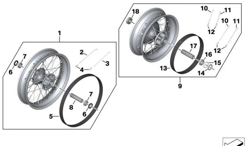 Rueda de radios negra trasera OEM 36311691816 para motos BMW R 18, R 18 Classic, R 18 Roctane... y más. Original BMW Motorrad.