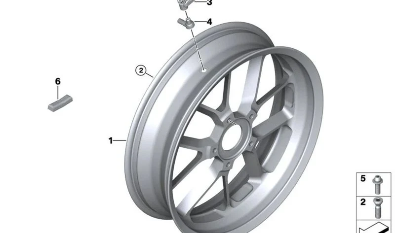 Rueda forjada Enduro trasera OEM 36315B3BB52 para motos BMW R 1300 GS, R 1300 GS Adventure. Original BMW Motorrad.