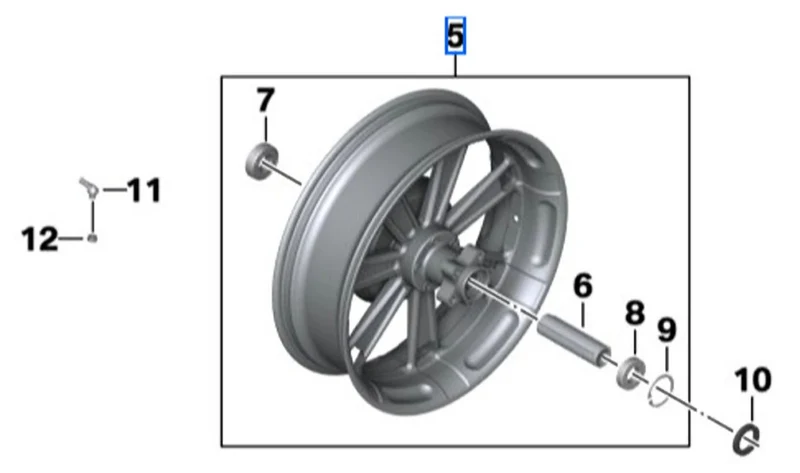 Llanta forjada trasera 5x16 BLACK OEM 77219457423 para motos BMW R 18, R 18 Classic, R 18 B, R 18 Transcontinental. Original BMW Motorrad.