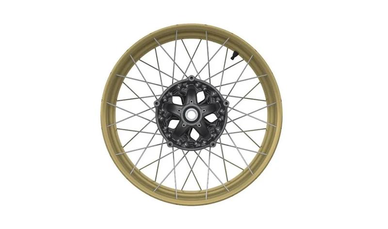 Llanta de radios cruzados trasera dorada OEM 36319457567 para BMW R nineT Scrambler, R nineT Urban G/S. Original BMW Motorrad.