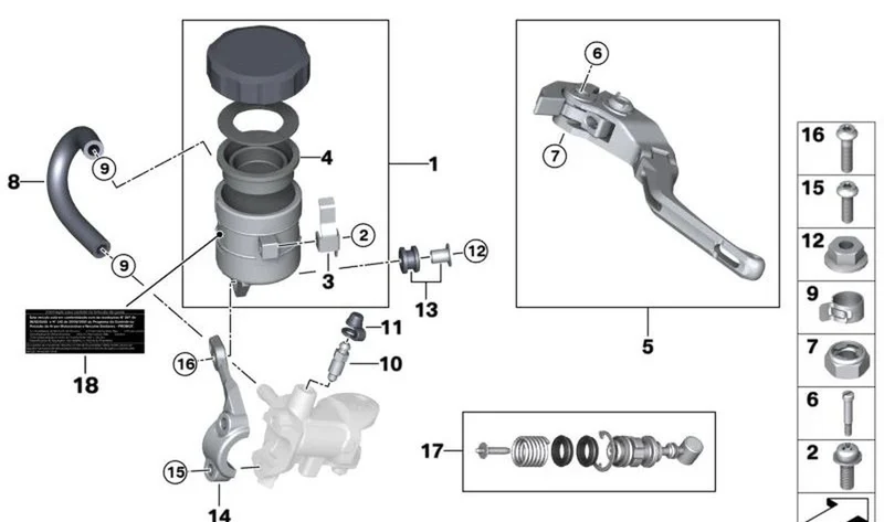Abrazadera con soporte depósito OEM 32727923930 para BMW Motorrad M 1000 R, M 1000 XR. Original BMW Motorrad.