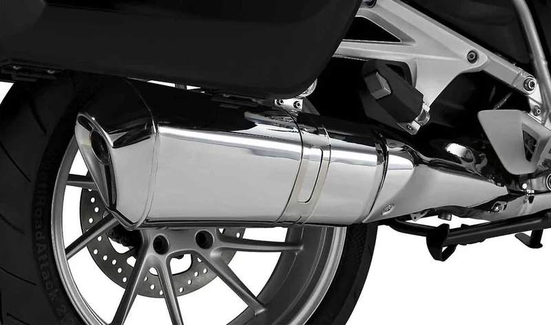 Silenciador trasero cromado OEM 18518531078 para motos BMW R1200RT (08/2013-03/2018), R1250RT. Original BMW Motorrad.
