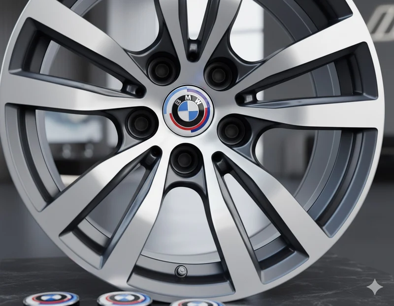 Emblema (insignia) BMW 60mm 50 Aniversario para tapabujes de llanta - set de 4