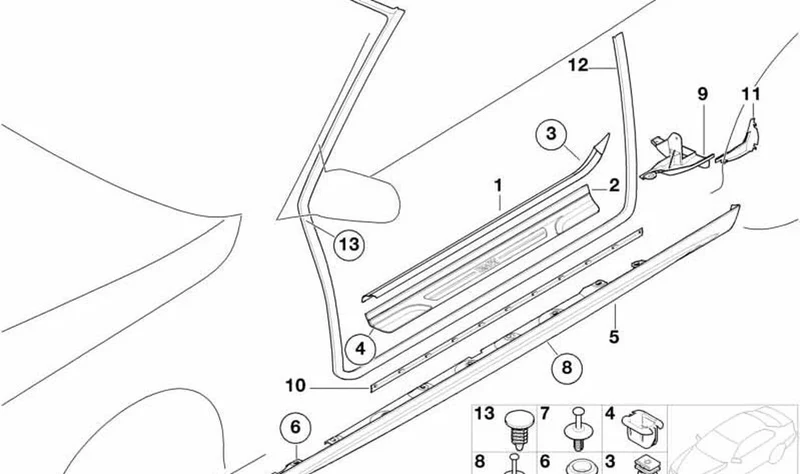 Junta con cantonera OEM 51718233415 para BMW Serie 3 E46 (11/1998 - 08/2006). Original BMW.