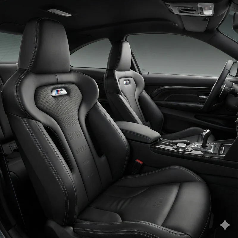 Emblema ///M (insignia) para respaldo de asiento BMW – set de 2 piezas 14 x 60 mm