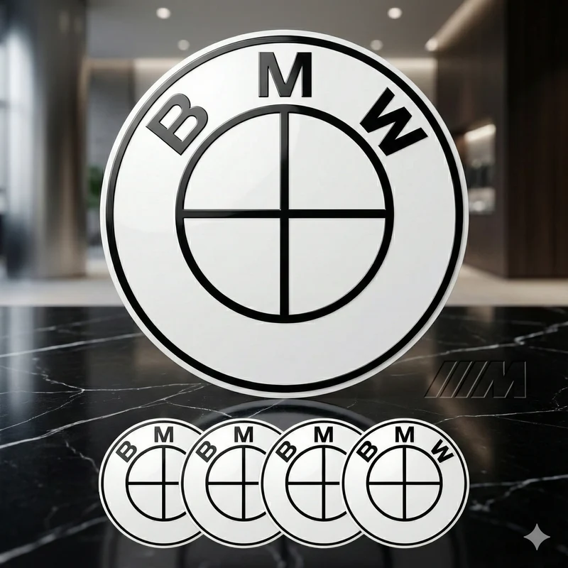 Emblema BMW blanco (insignia): logo para capó, maletero, volante y tapabujes
