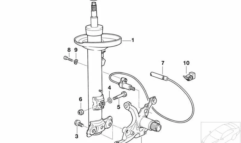 Amortiguador delantero derecho OEM 31316753262 para BMW Z3 E36 2.3, 2.8, 2.2... y más. Original BMW.