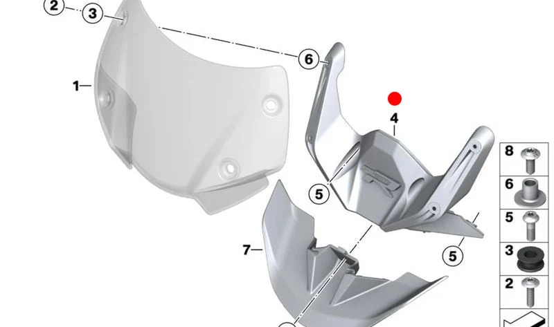 Soporte de parabrisas OEM 46638382576 para BMW Motorrad R1250R, R1200R. Original BMW Motorrad.