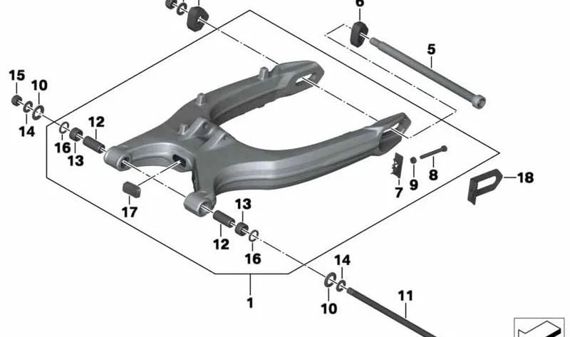 Basculante negro trasero OEM 33178549120 para motos BMW F 700 GS, F 650 GS, F 800 GS, F 800 GS Adventure. Original BMW Motorrad.