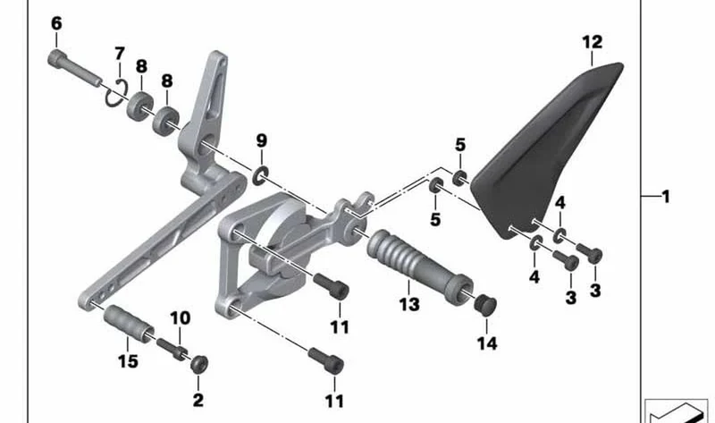 Equipo reposapiés izquierdo OEM 46718526291 para motos BMW HP4 K42 (09/2011-07/2014). Original BMW Motorrad.