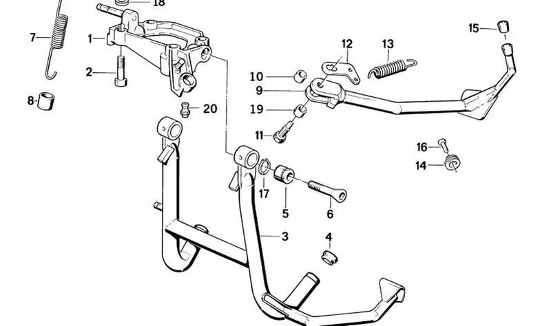Caballete central OEM 46522310475 para motos BMW K75, K100, K100 RS, K100 LT y más. Original BMW Motorrad.