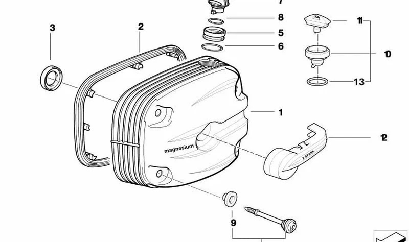 Tapa de culata izquierda OEM 11127672587 para motos BMW R1150GS Adventure, R1150R, R850R... y más. Original BMW Motorrad.
